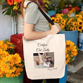 Add Your Photo Cat Lady Gym Tote Bag Tygkasse
