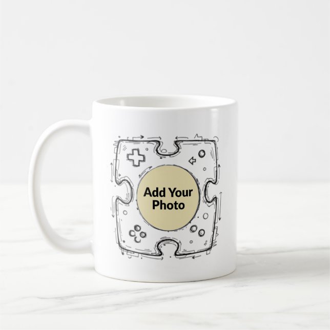 Add Your Photo Gamer Controller Doodle Frame  Kaffemugg (Vänster)