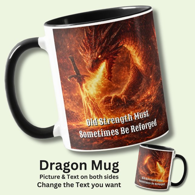 Add Your Text Name Fire Dragon with Sword Reforged Mugg (Skapare uppladdad)