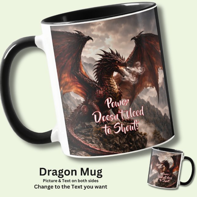 Add Your Text - Red Winged Fire Dragon with Smoke Mugg (Skapare uppladdad)