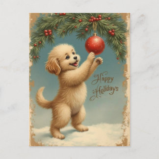 Add Your Text Season’s Greetings Puppy Postcard Helg Vykort