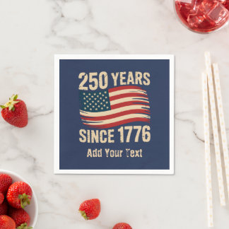 Add Your Text Vintage Grunge American Flag USA 250 Pappersservett