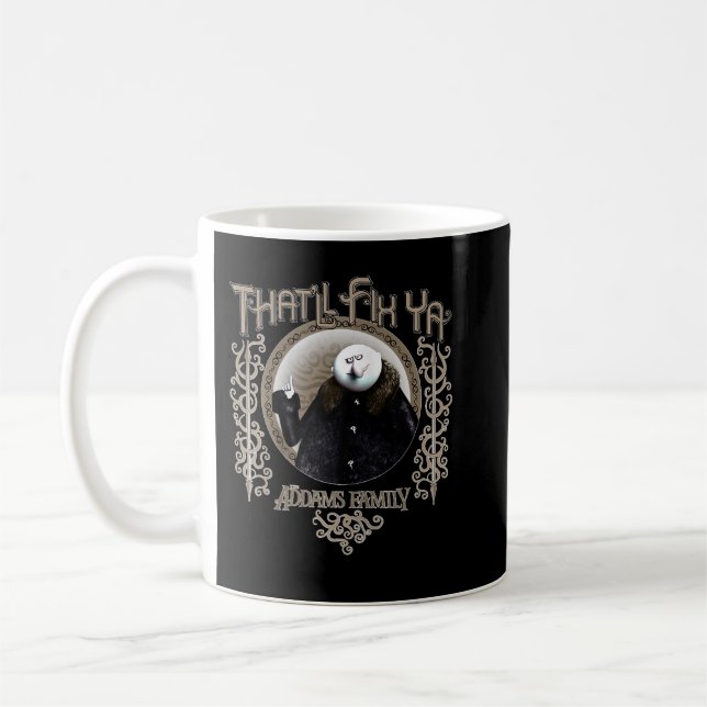 Addams Familjefester som ska laga Ya Porträtt Kaffemugg (Vänster)