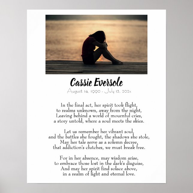 Addence Dikt Memorial med Photo Poster (Framsidan)