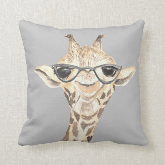Adderande Girraffe och Hippo Reversibel Pillow Kudde