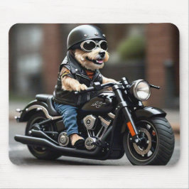 Adderande Hund Riding Motorcycle Mouse Pad Musmatta