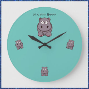 Adderande lås för Baby Hippo Teal Bllue Stor Klocka