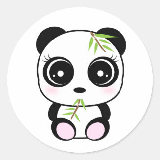 Adderande lite panda-ätande *Panda Pocket* Runt Klistermärke