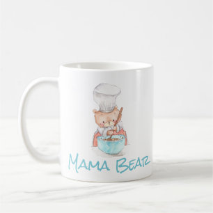 Adderande Mamma Bear Cooking Watercolor Kaffemugg