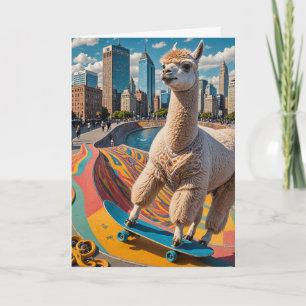 Adderande Skateboard Alpaca Tillfällen Hälsning Kort