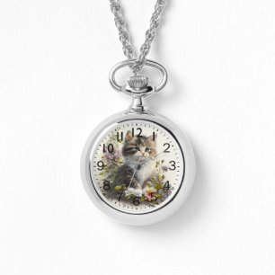 Adderande vattenfärg Ragamuffin Kitten Print Armbandsur