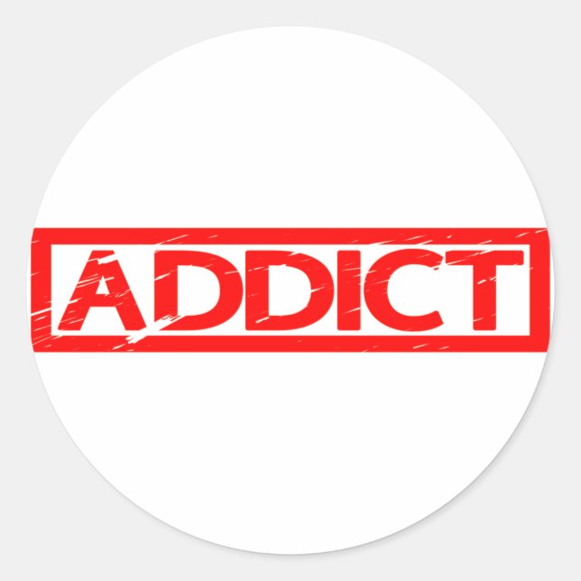 Addict Frimärke Runt Klistermärke (Framsida)