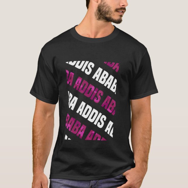 Addis Abeba Camo Mönster Rosa Camouflage T Shirt (Framsida)