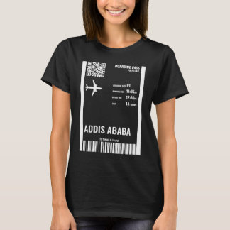 Addis Abeba Etiopien Boarding Pass Airline Biljett T Shirt