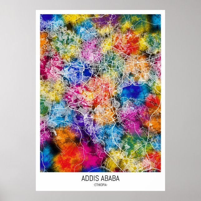 Addis Abeba Etiopien City Karta Poster (Framsidan)