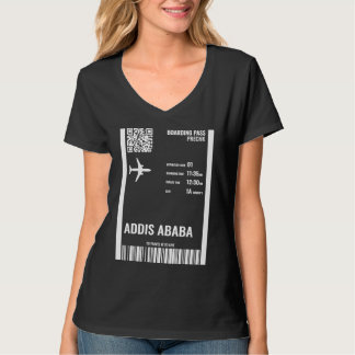 Addis Abeba Etiopien Ombordstigningskort Flygbilje T Shirt