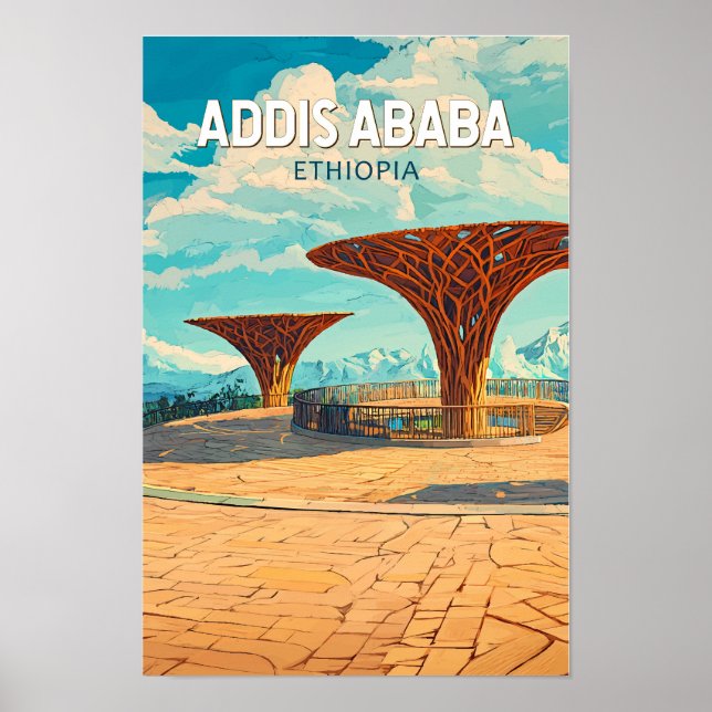 Addis Abeba Etiopien Resa Konst Vintage Poster (Framsidan)