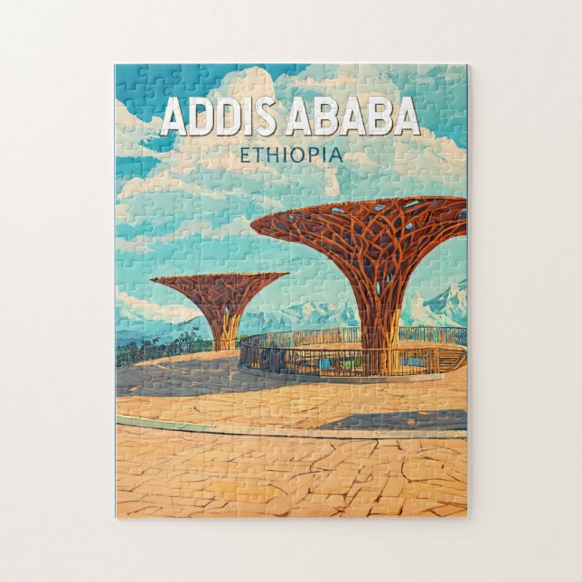 Addis Abeba Etiopien Resa Konst Vintage Pussel (Vertikal)