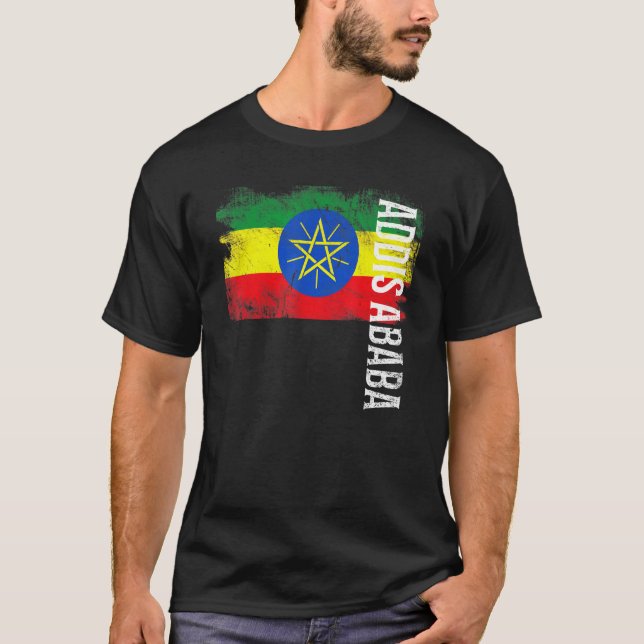 Addis Abeba Etiopiens Flagga för etiopier Manar Kv T Shirt (Framsida)