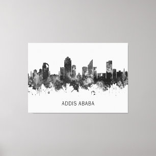 Addis Abeba Etiopiskyline BW Canvastryck