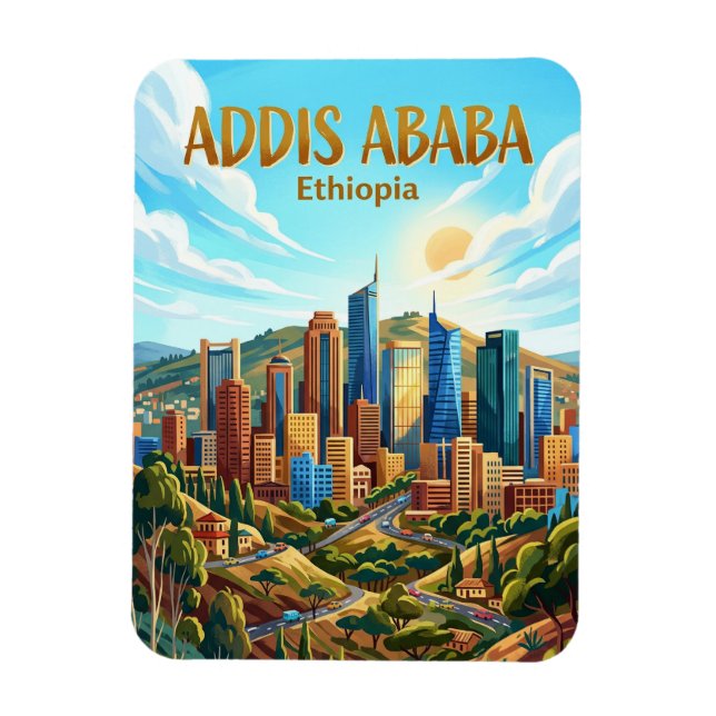 Addis Abebas stadsbild Etiopien Magnet (Vertikal)