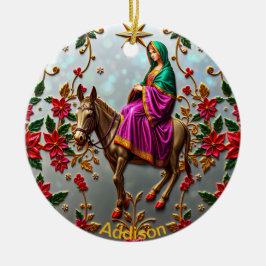 ADDISON ~ Maria på åsnan ~ Julgransprydnad Keramik