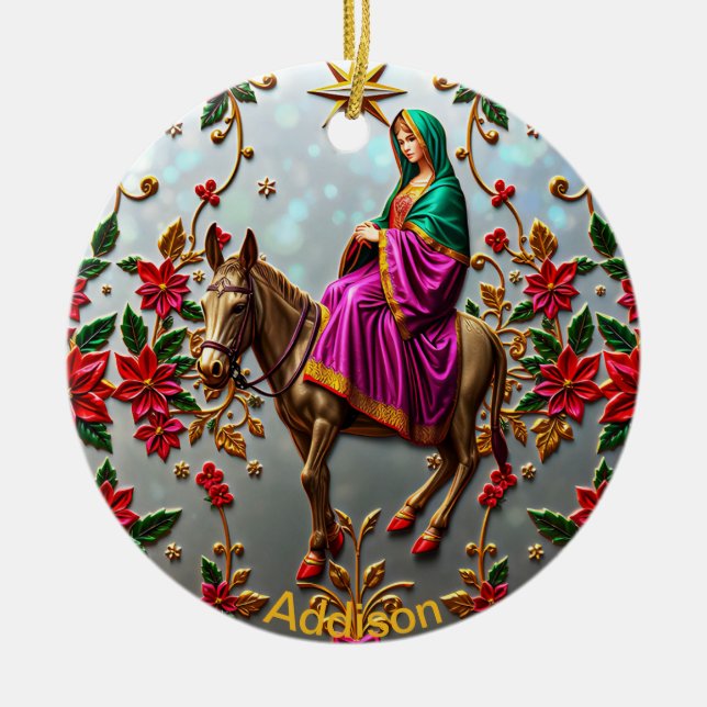 ADDISON ~ Maria på åsnan ~  Julgransprydnad Keramik (Framsidan)