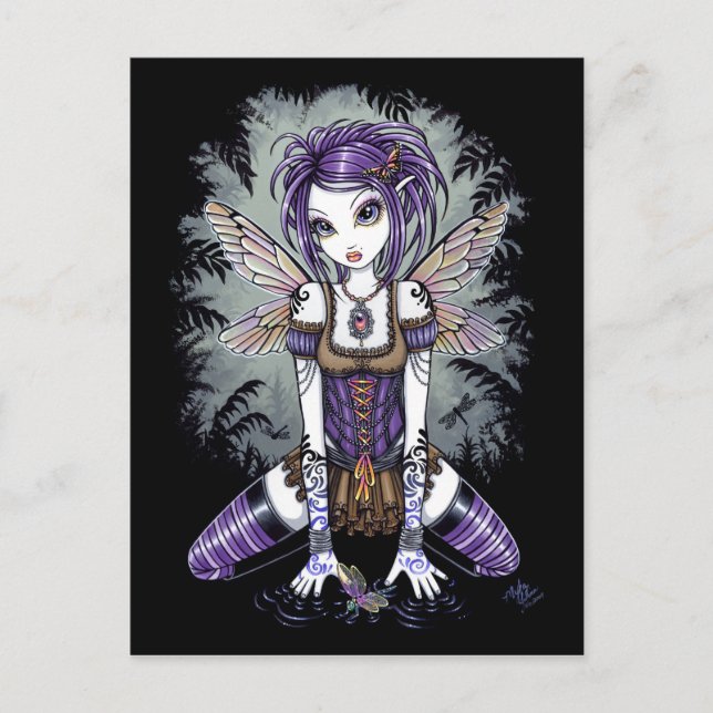 "Addison" Misty Dragonfly Fairy Postcard Vykort (Framsida)