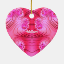 ADDISON ~ VALENTINE HEART ~ Rosa Fractal ~ Julgransprydnad Keramik
