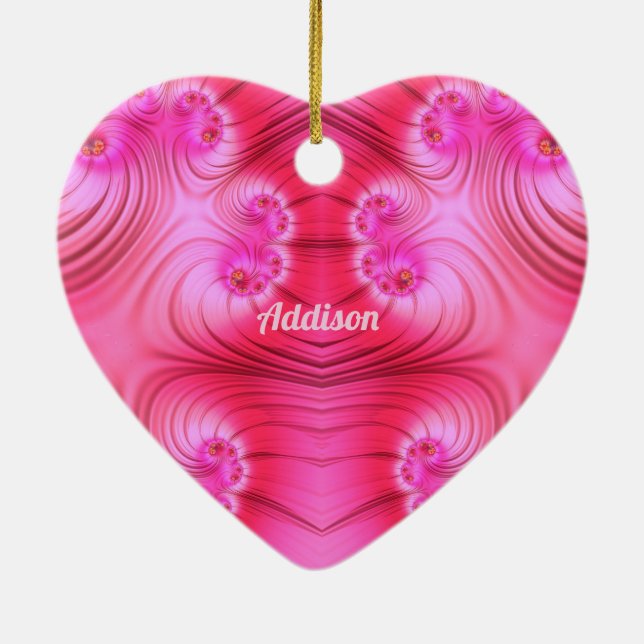 ADDISON ~ VALENTINE HEART ~ Rosa Fractal ~ Julgransprydnad Keramik (Baksidan)