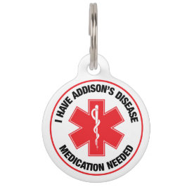 Addisons sjukdom Medicinsk larm-ID -märket Djurbricka