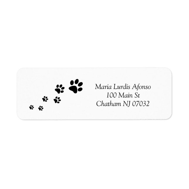 Address Labels Cat Dog Paws Black Returadress Etikett (Framsidan)