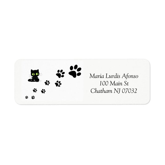 Address Labels Cats Black Paws Returadress Etikett (Framsidan)