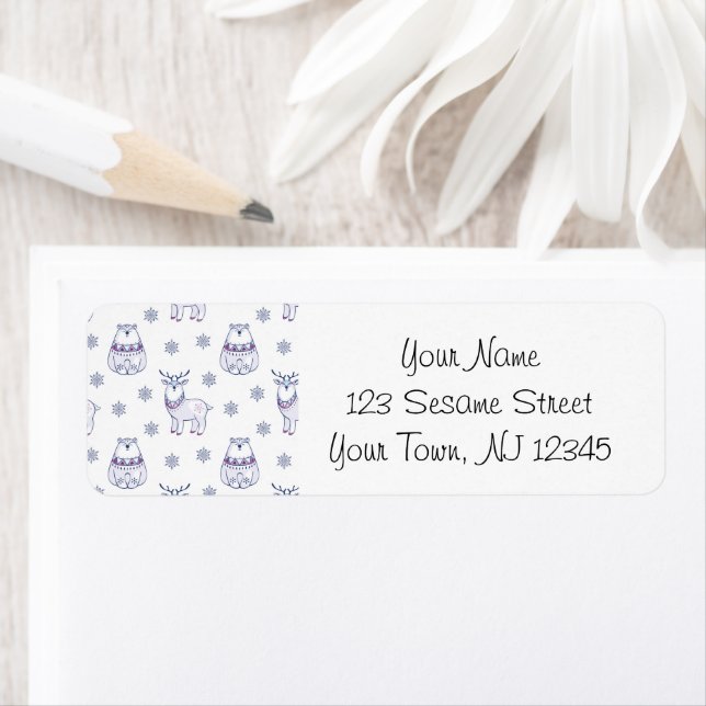 Address Labels with Polar Bears & Reindeers Returadress Etikett (Insitu)