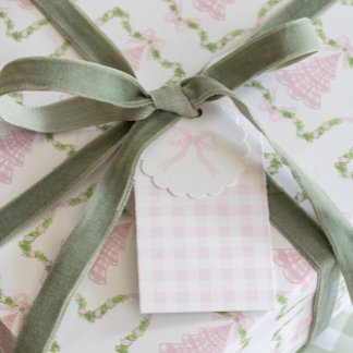 Addys Gingham Bow Favor Tags Gåvor Etiketter