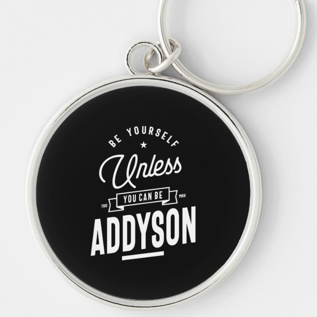 Addyson Personlig Namn Birthday Rund Silverfärgad Nyckelring (Framsidan)