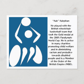 "Ade" Adepitan, rullstolsbaserad basketspelare Vykort