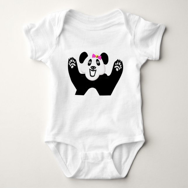Adedig panda med Rosa Bow T Shirt (Framsida)