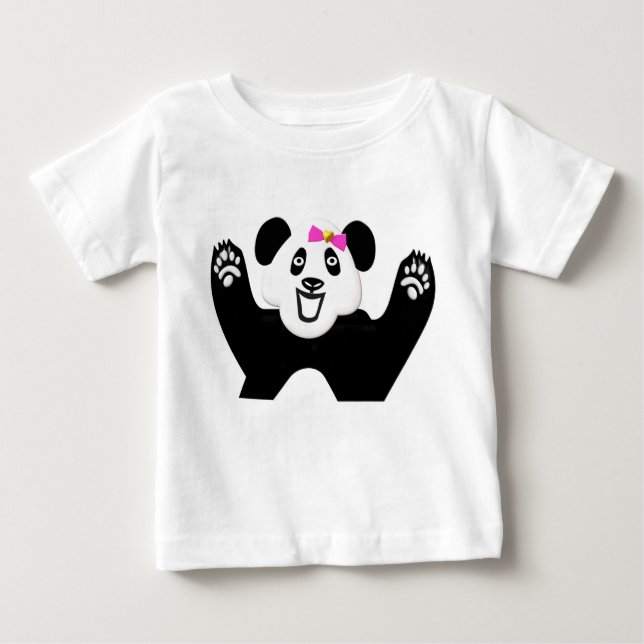 Adedig panda med Rosa Bow T Shirt (Framsida)