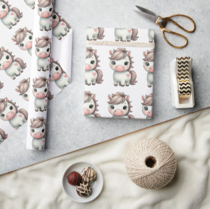 Adedig Pony med Heart Wrapping Papper Presentpapper