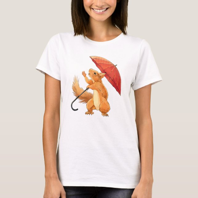 Adekvat ekorre med paraplyer t shirt (Framsida)