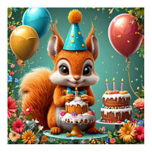 Adekvat ekorre som firar födelsedagen