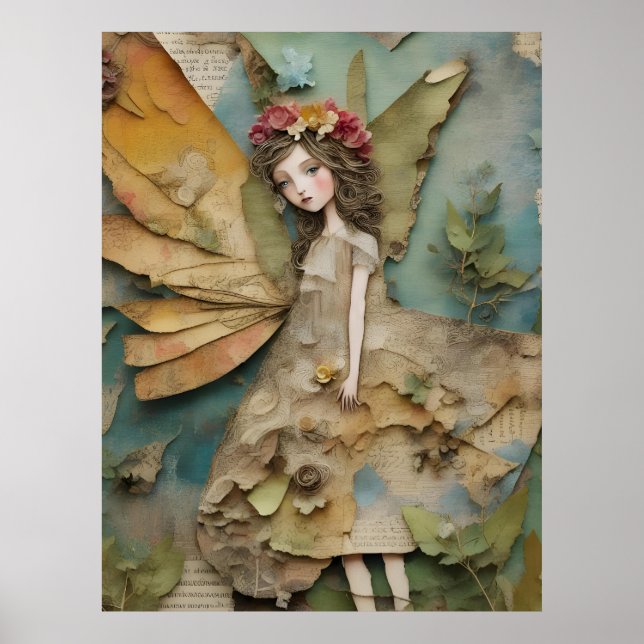 Adekvat Fairy Mixed Media Collage Poster (Framsidan)