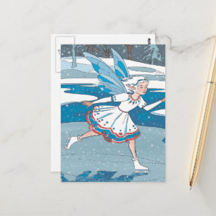 Adekvat isskal Fairy Blue White Dress Vykort