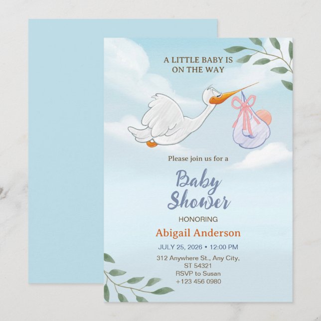 Adekvata fåglar med en inbjudan till babyåkare (Fram/baksida)