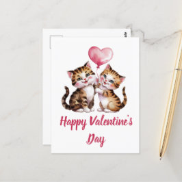 Adekvata kattungar och hjärtballonger Valentine Vykort