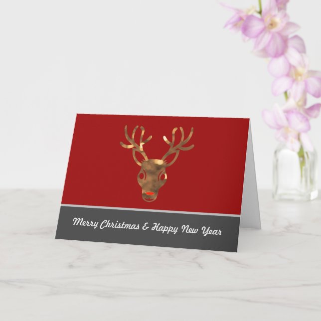 Ädel God Jul med röda nos renar! Kort (Orkide)