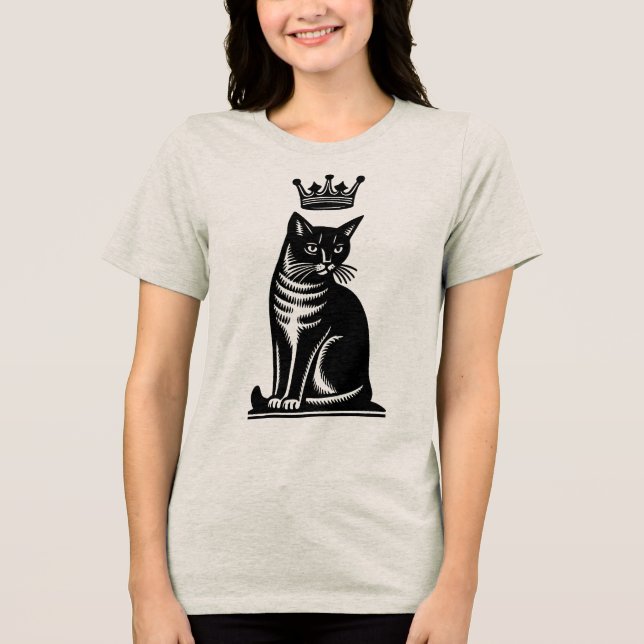 Ädel katt i trästil t shirt (Framsida)