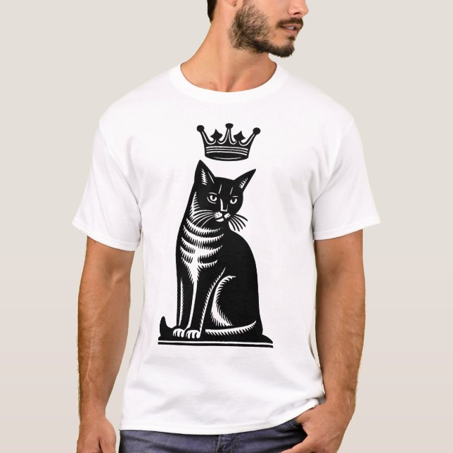 Ädel katt i trästil t shirt (Framsida)