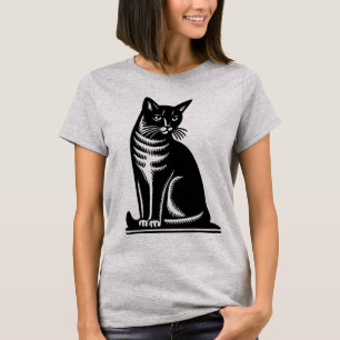 Ädel katt i trästil t shirt